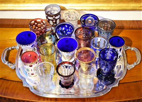 XIXe siècle - Collection de 20 verres Biedermeier, Bohême XIXe et XXe siècles.